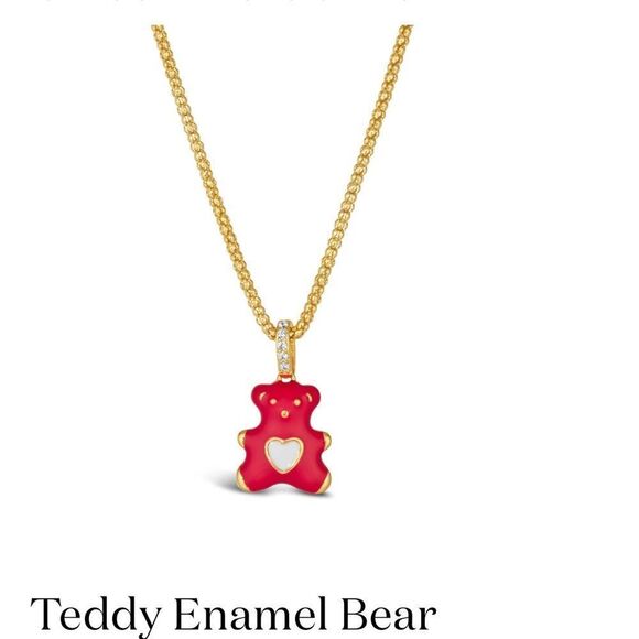 Anna Zuckerman Red Teddy Bear Pendant Necklace - Picture 1 of 4